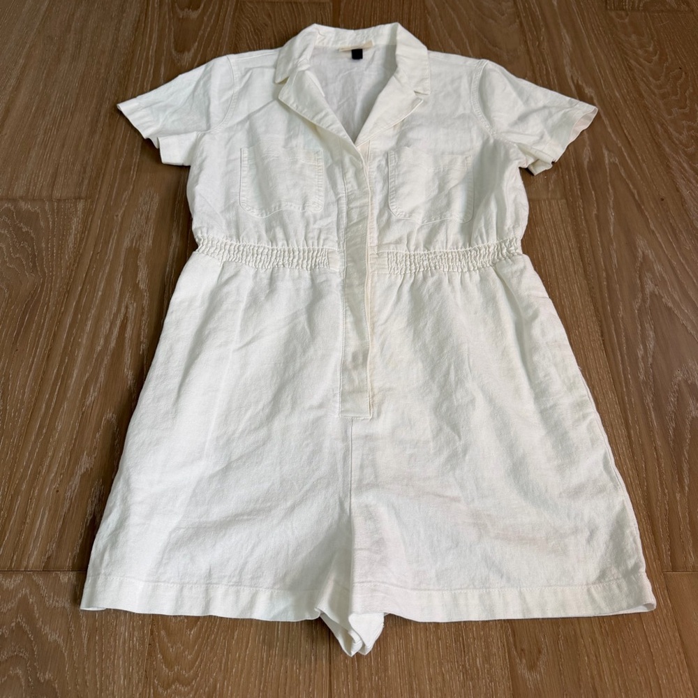 Universal Thread Linen Blend Romper Medium Cream … - image 7